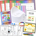 Ultimate Potty Training Kit-White Potty Seat with lid (6wks) 325 Pieces- 4 Charts, 308 Stickers, Certificate, Bracelet, 4 Color Sheets, 2 Crayons (4 Color) Wall Putty- 18 mos-4 yrs, Bundle Board