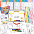 Potty Training System-Kit/Guide—320 Pieces- Parent Guide, Trainee Book, Rainbow Charts (4Wks), Color Sheets, Crayons (4 Colors) 308 Stickers, Certificate, Bracelet, Wall Putty- Ages 18 Mos- 4 Yrs